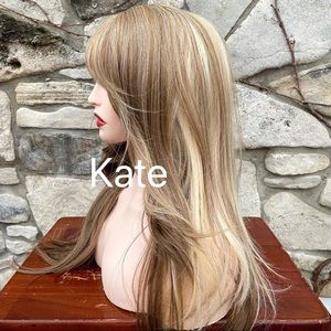 Human hair blend blonde/platinum blonde wig